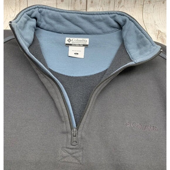 Columbia Men's 1/4-Zip Pullover Gray Size Large Arm Pocket Pre-owned - Picture 10 of 16
